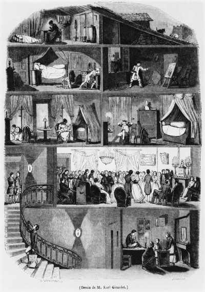 Abschnitt eines Pariser Gebäudes, Illustration aus 